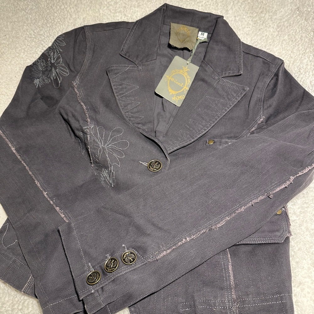 Elegant Embroidered Gray Blazer